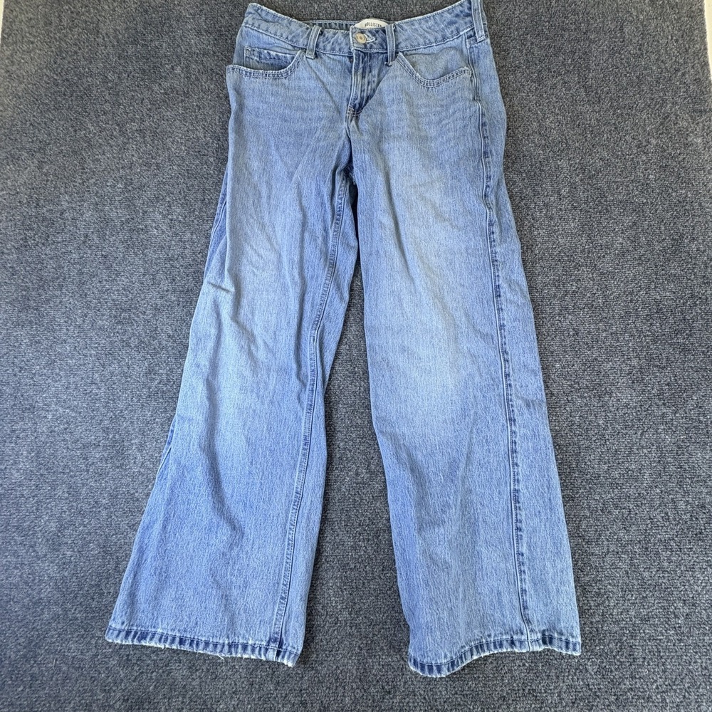 Hollister Baggy Jeans Women's 31x28 Blue Denim Double Stitch Whiskered Low Rise